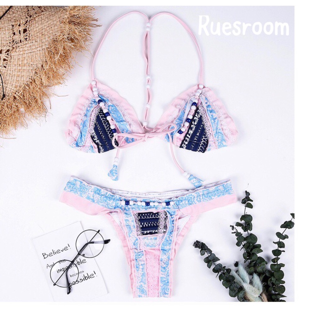 🆕⛱Bikini,Pink and blue lace bikini